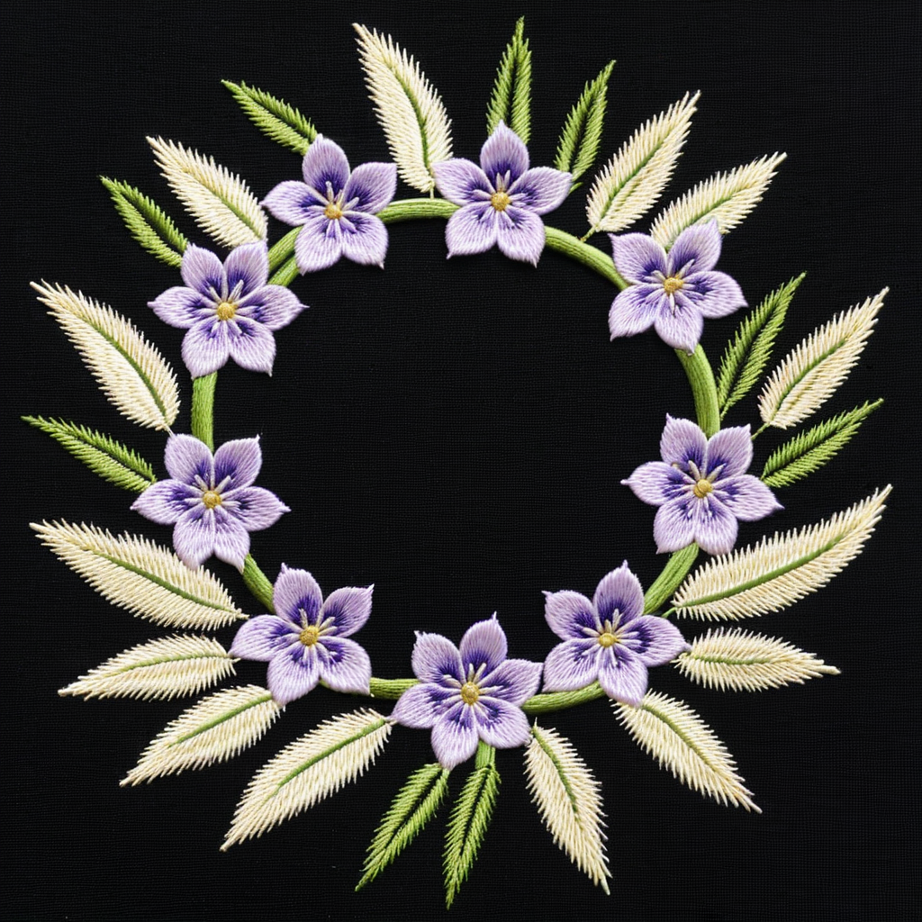 Цветочные композиции от ИИ в машинной вышивке