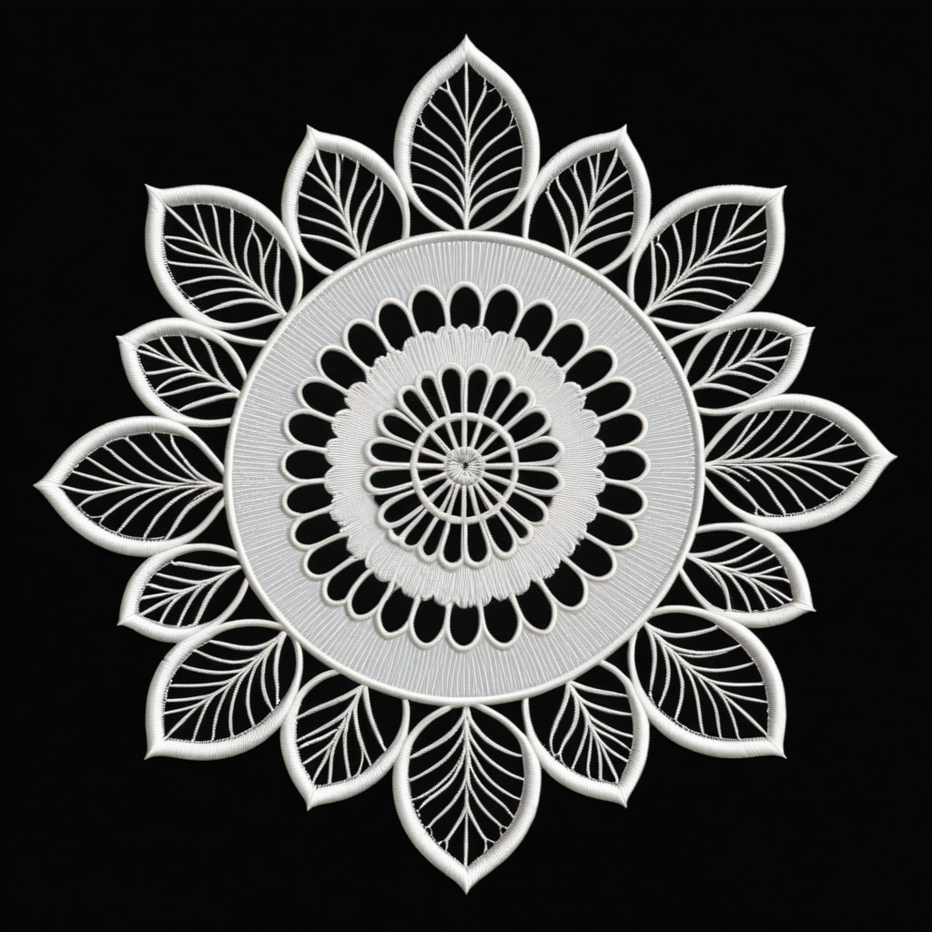 Нейропревью машинной вышивки в технике Ришелье.