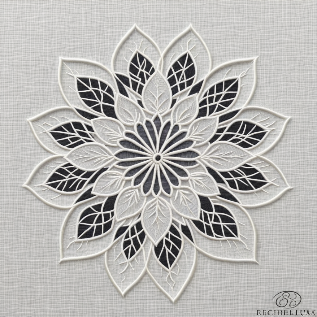 Нейропревью машинной вышивки в технике Ришелье.