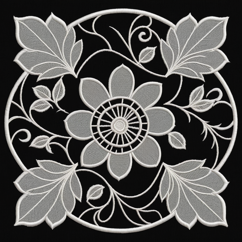 Нейропревью машинной вышивки в технике Ришелье.