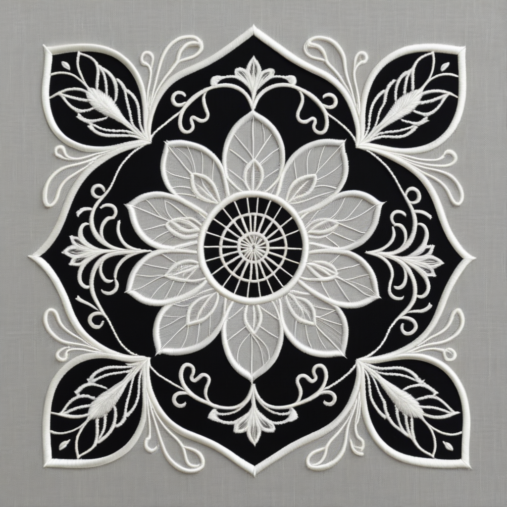 Нейропревью машинной вышивки в технике Ришелье.