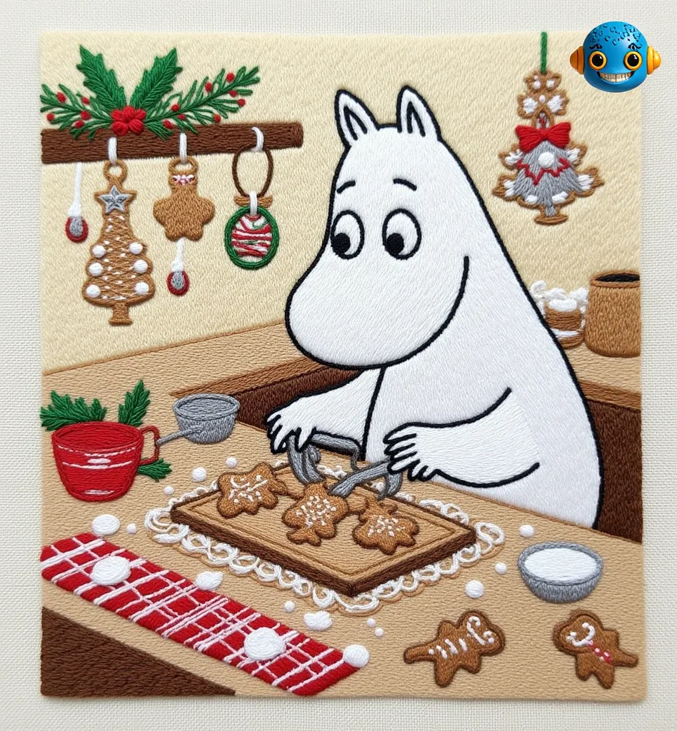 Нейропревью дизайнов машинной вышивки Муми-тролль на базе Flux.