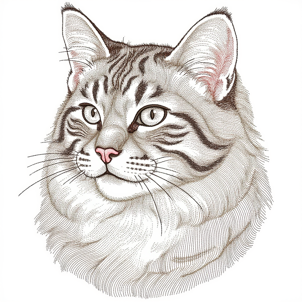 Нейропревью машинной вышивки в технике Нейрострочка на светлом фоне.