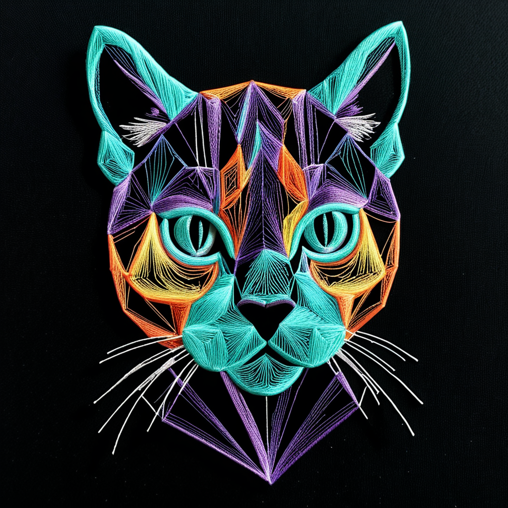 Геометрия Поли LoRA — полигональные узоры машинная вышивка нейросеть SDXL