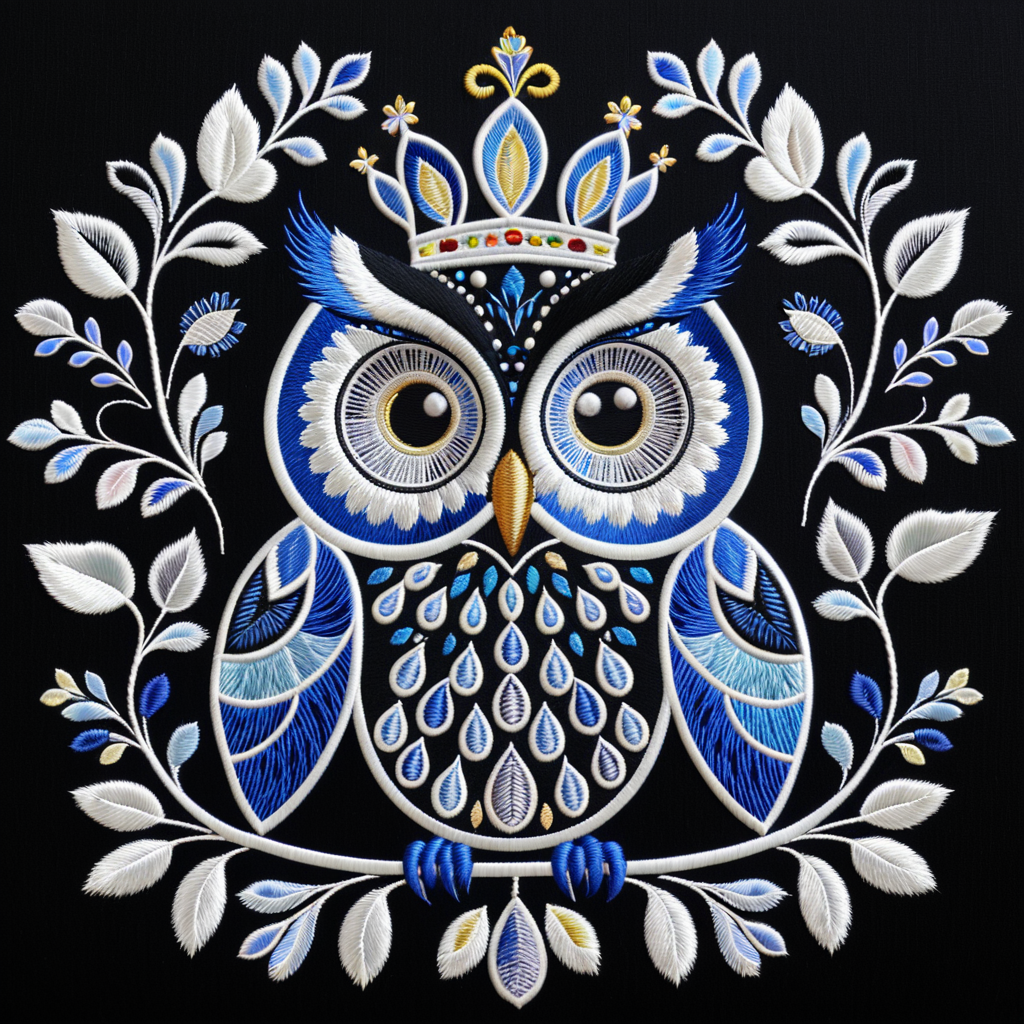 Гжеллино LoRA — гжельские мотивы в машинной вышивке