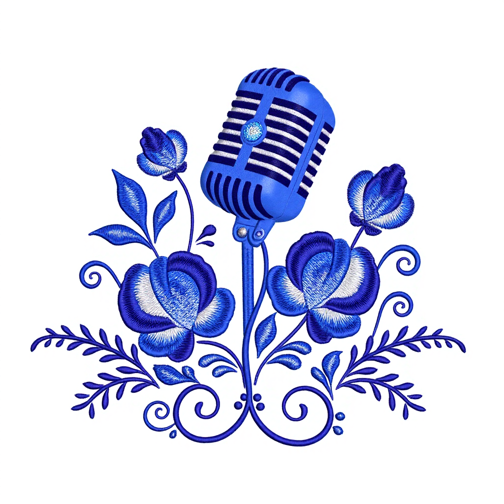 Гжеллино LoRA — гжельские мотивы в машинной вышивке