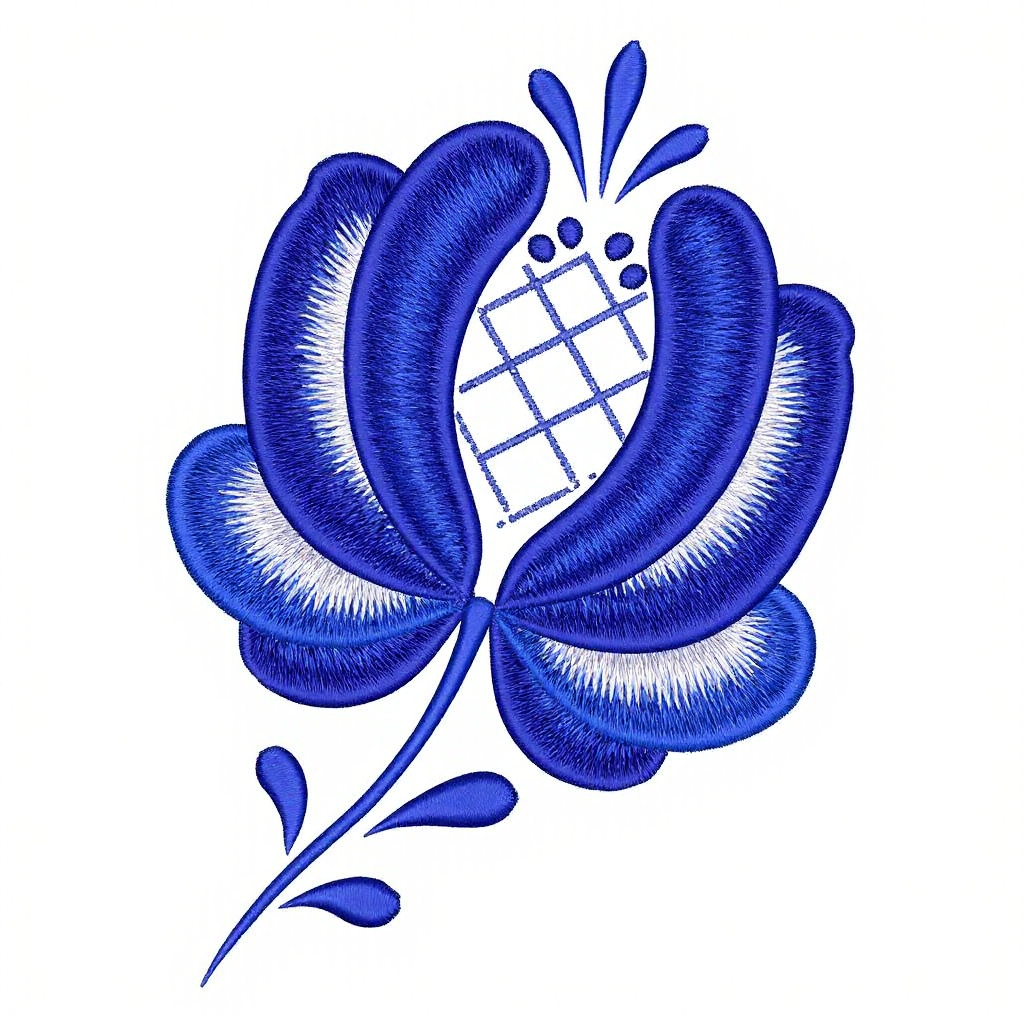 Гжеллино LoRA — гжельские мотивы в машинной вышивке