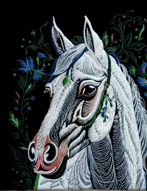 Лора Галоповна LoRA — лошади и животные в машинной вышивке нейросеть