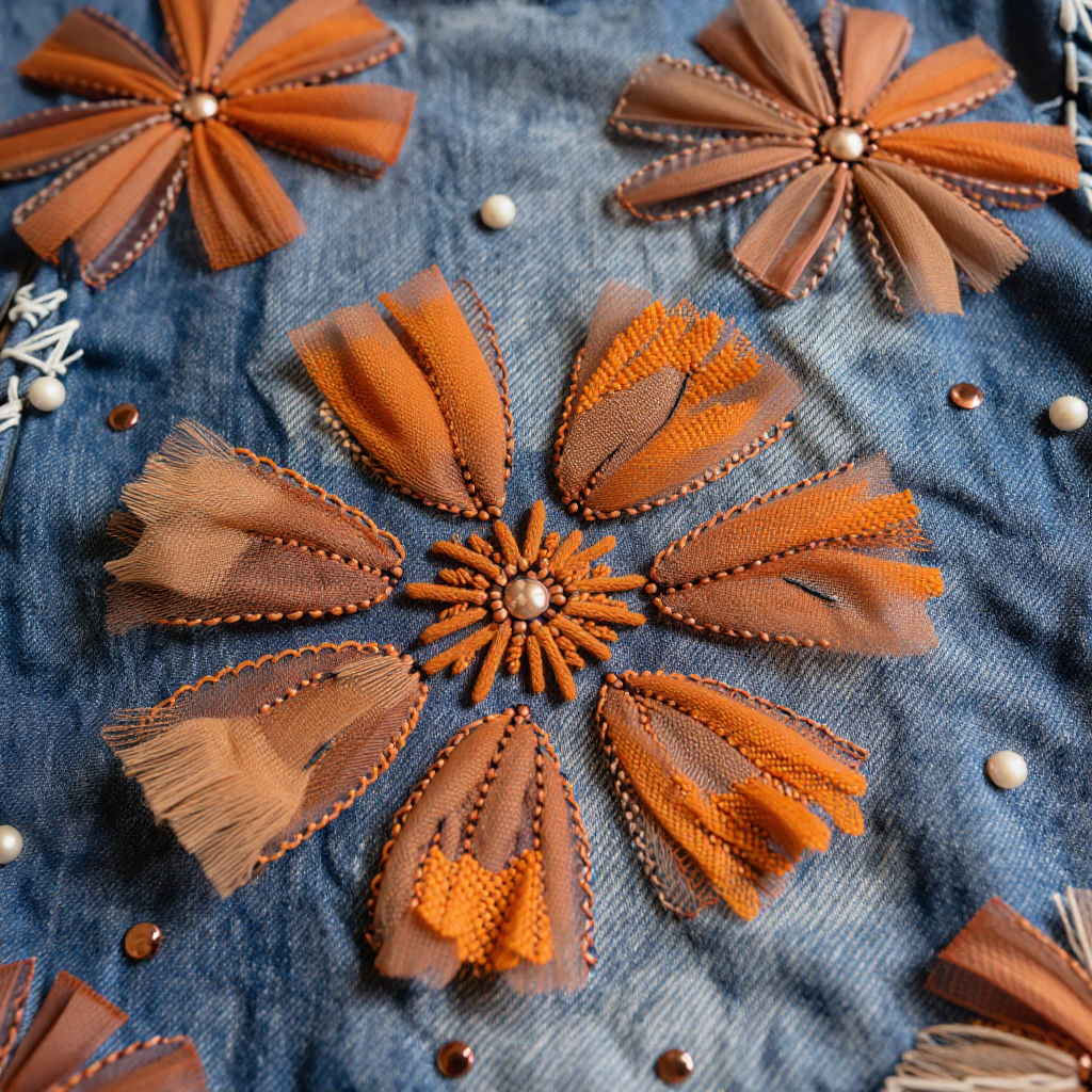 Нейропревью машинной вышивки в стиле бохо.