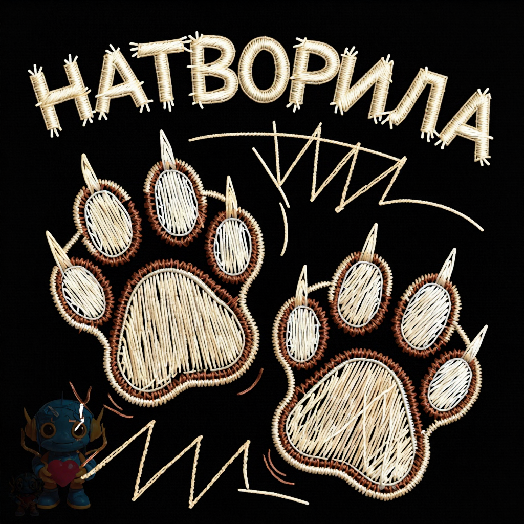 Нейропревью машинной вышивки в технике Сангина.