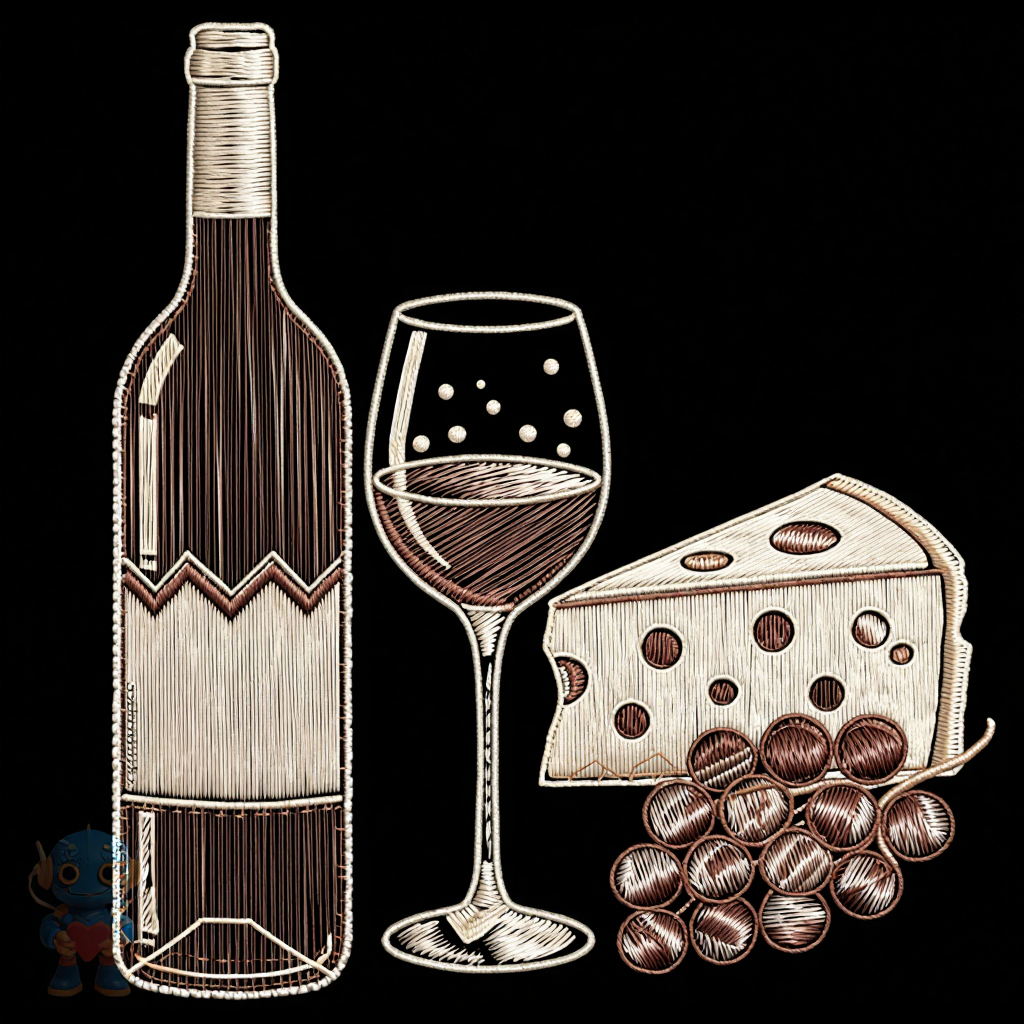 Нейропревью машинной вышивки в технике Сангина.