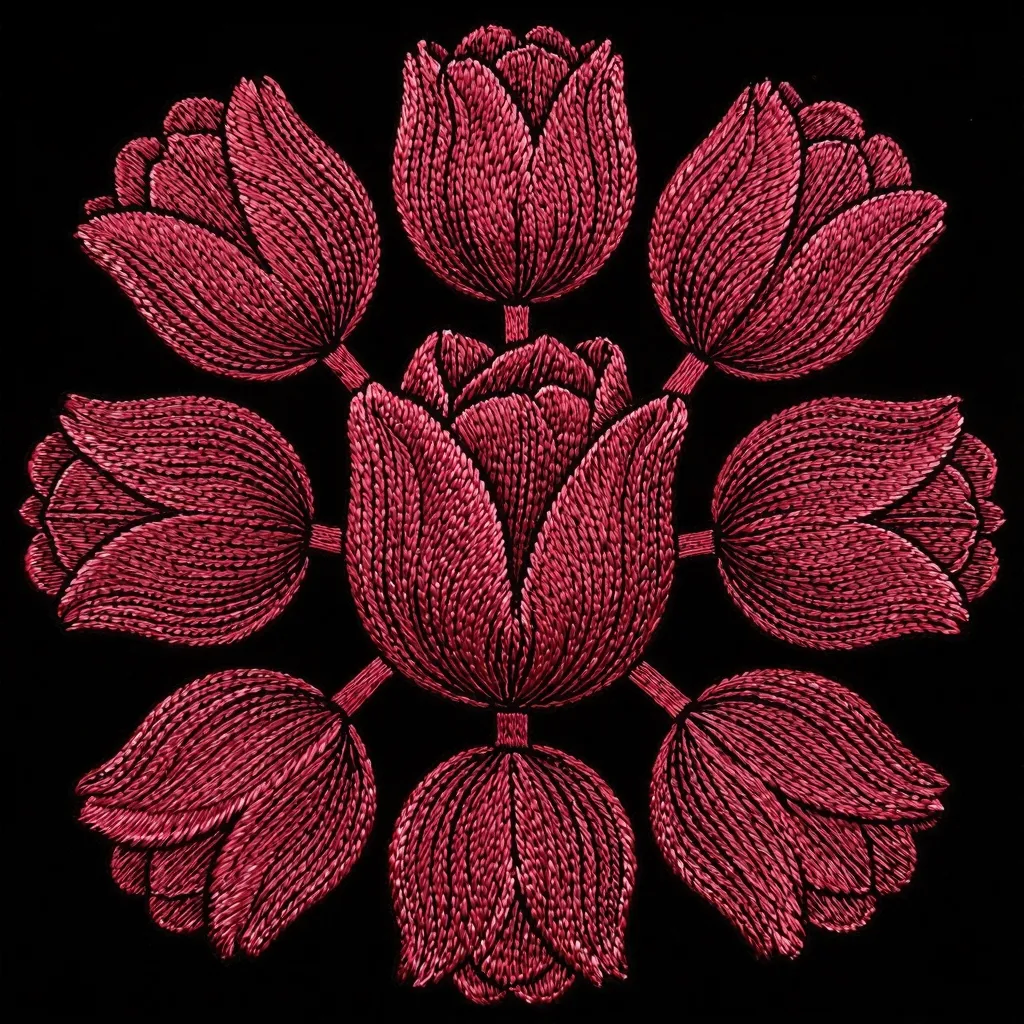 Нейропревью тамбурной вышивки. Машинная вышивка.