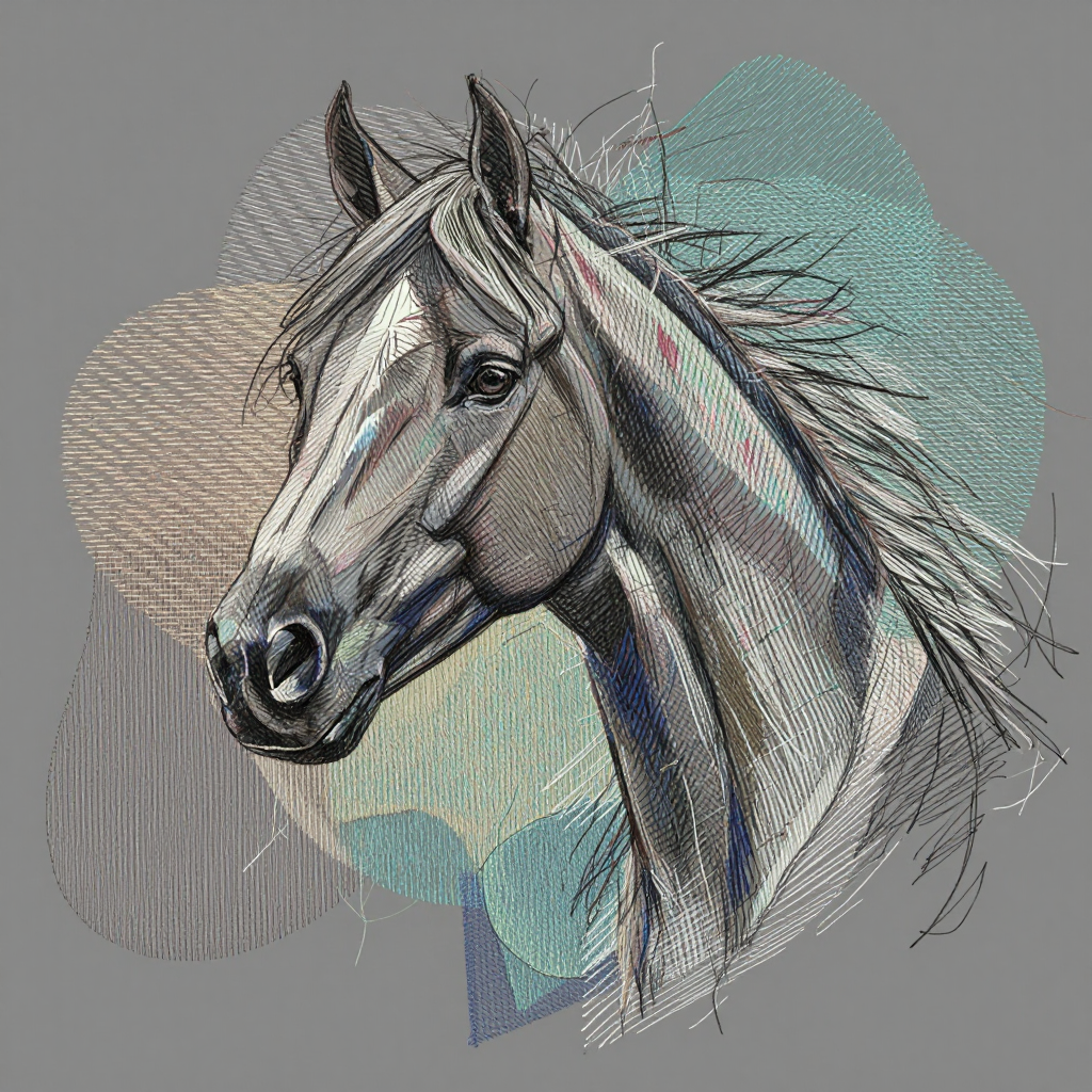 Нейропревью дизайна машинной вышивки в технике Акварель.